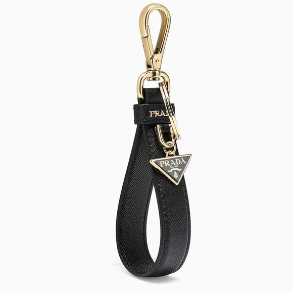 Prada Black/Gold Saffiano Leather Keychain Women - Picture 3 of 3